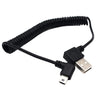 90° Angle USB 2.0 A Male to Mini B 5 pin Left Angle Male Spiral Coiled Cable Adapter Cord for ALL GoPro Hero Edition, MP3 Players, Digital Cameras,PS controller,GPS Devices,PDAs,etc