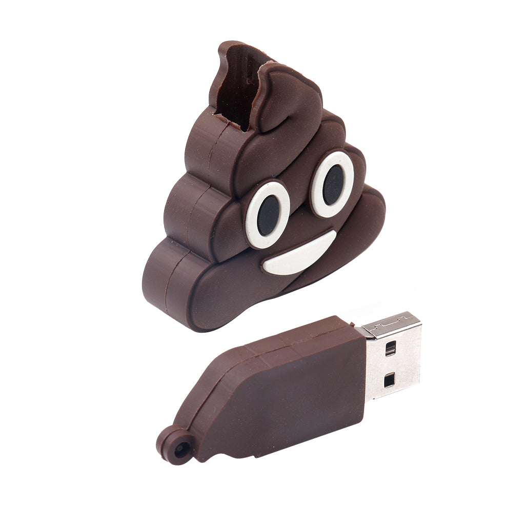 32GB Flash Drive Cute Cartoon Smile Model USB Memory Stick Storage for Laptop Brown