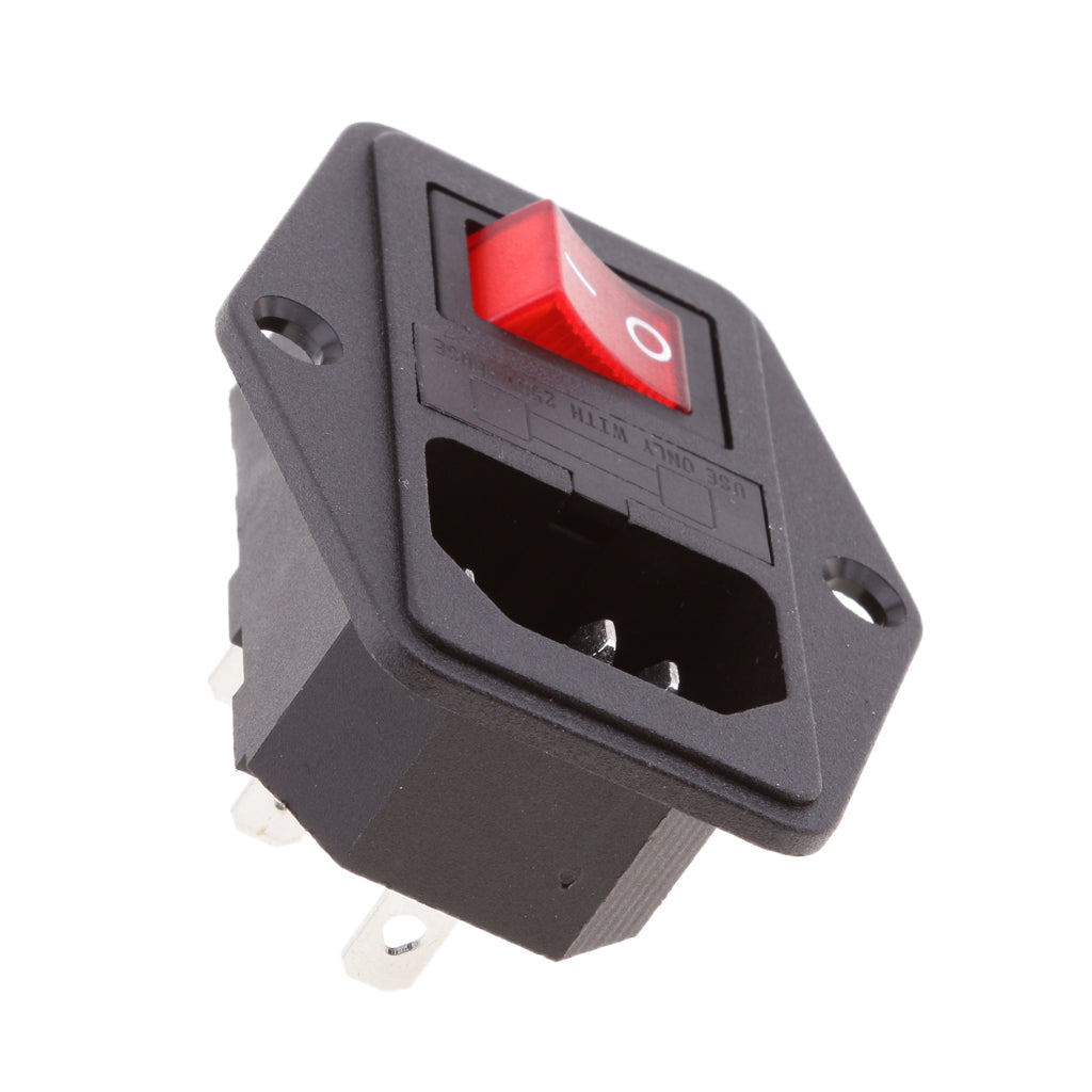 10A 120V 3 Pin Inlet Module Plug Fuse Switch Male Power Socket