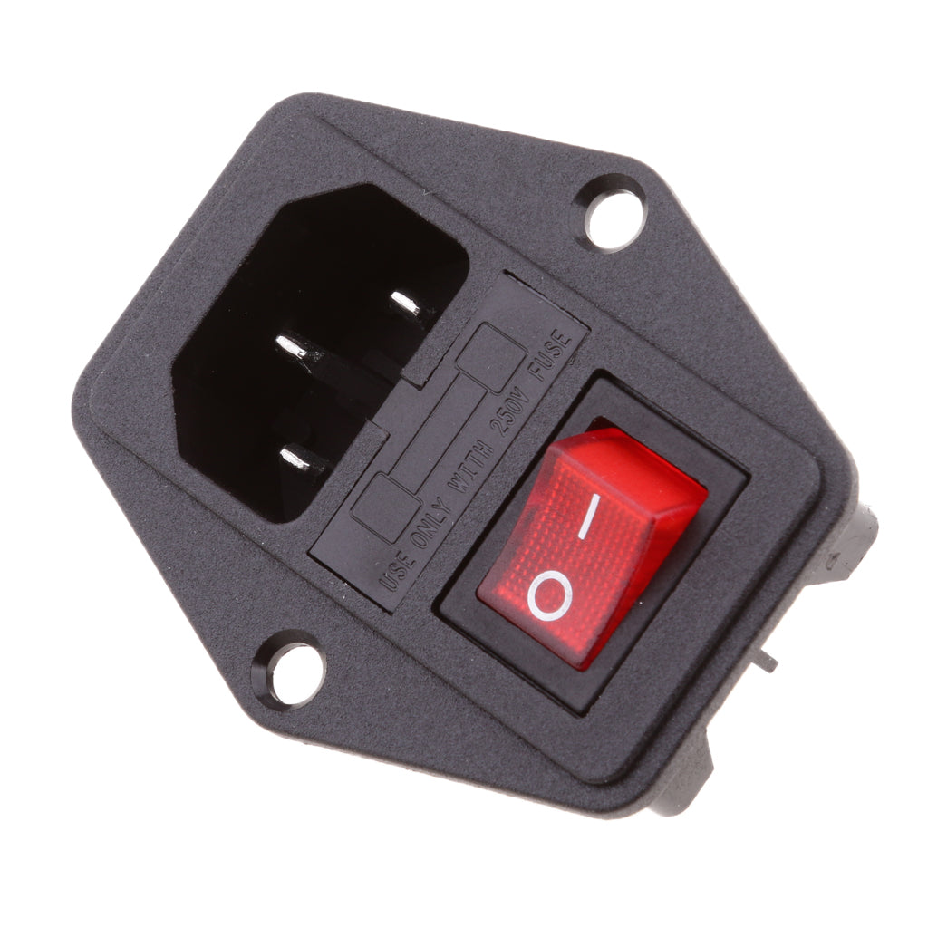 10A 120V 3 Pin Inlet Module Plug Fuse Switch Male Power Socket