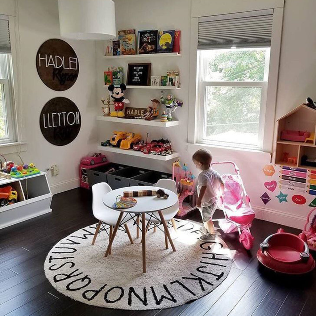 Nordic Simple Style Letter Print Round Mat Carpet Baby Non-slip Game Carpet Children's Room Tent Carpet Dia. 120cm