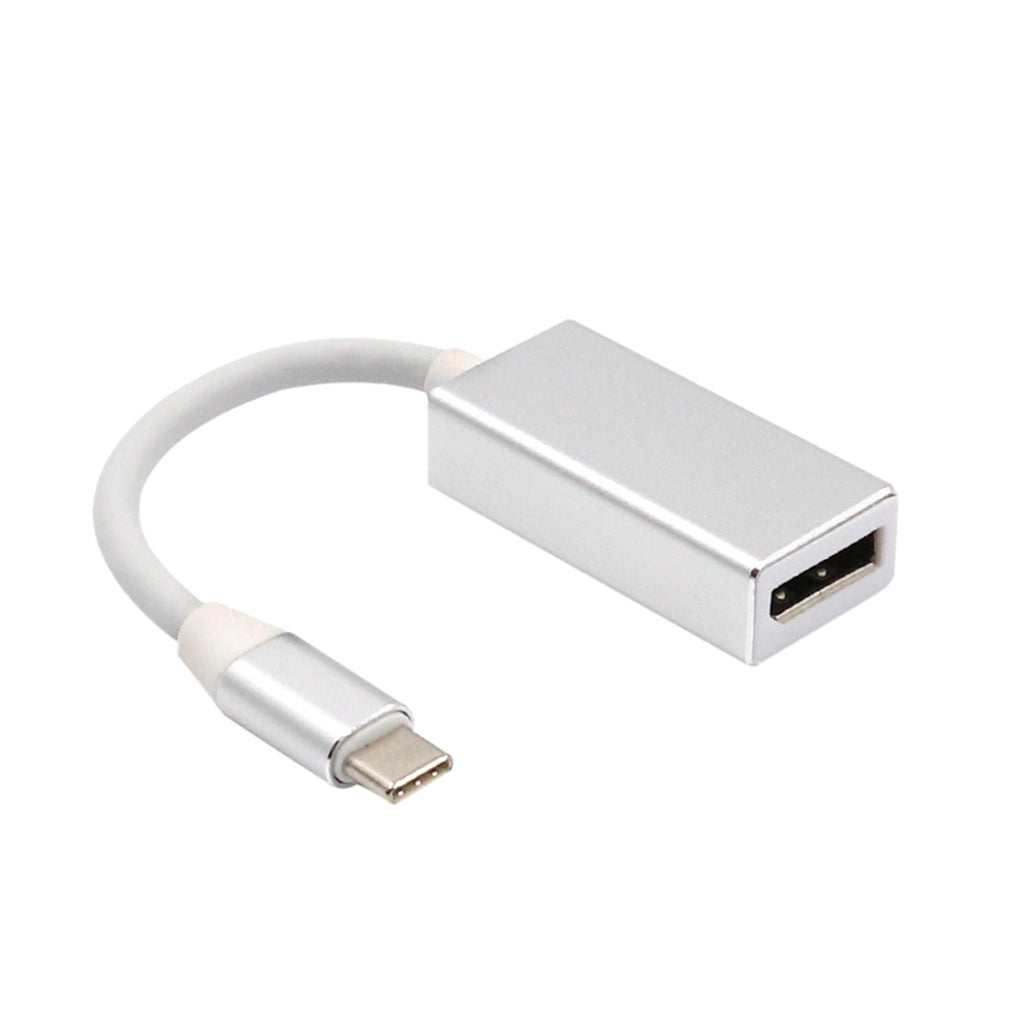 USB-C (Compatible with Thunderbolt 3) to DisplayPort DP Male to Female 4K@60Hz Adapter Converter for MacBook Pro 2015/2016, ChromeBook Pixel Silver