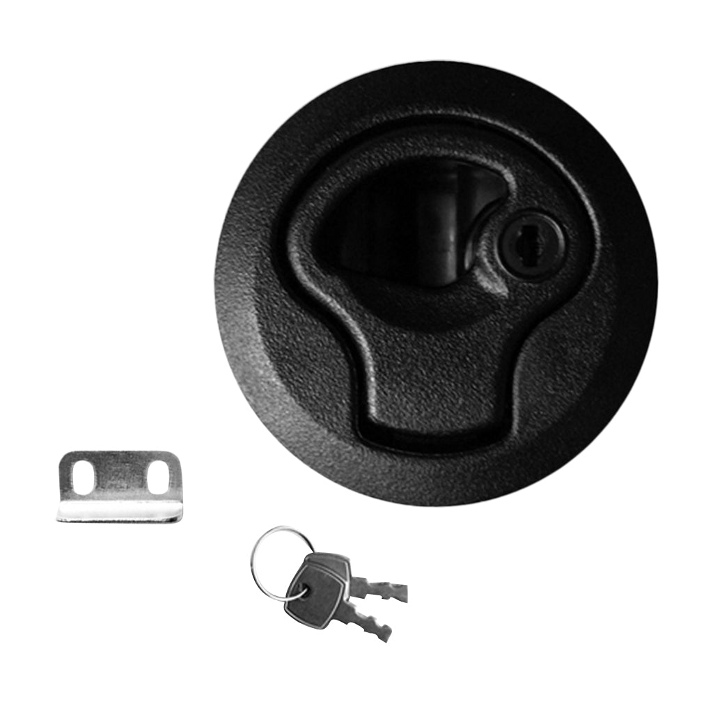 Black 2''/50mm Flush Pull Slam Latch for Marine Boat Deck Hatch RV 1/4" Door Lock with Keys