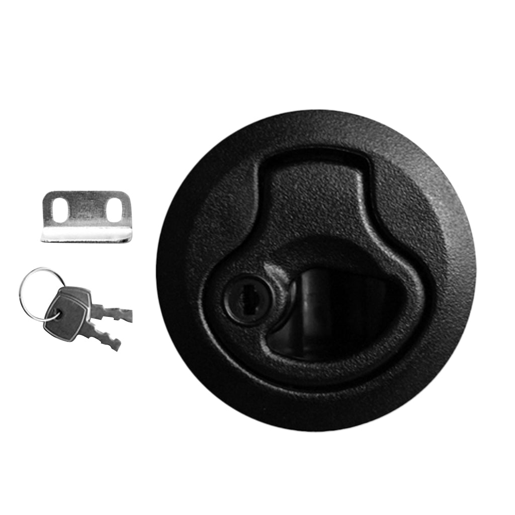 Black 2''/50mm Flush Pull Slam Latch for Marine Boat Deck Hatch RV 1/4" Door Lock with Keys