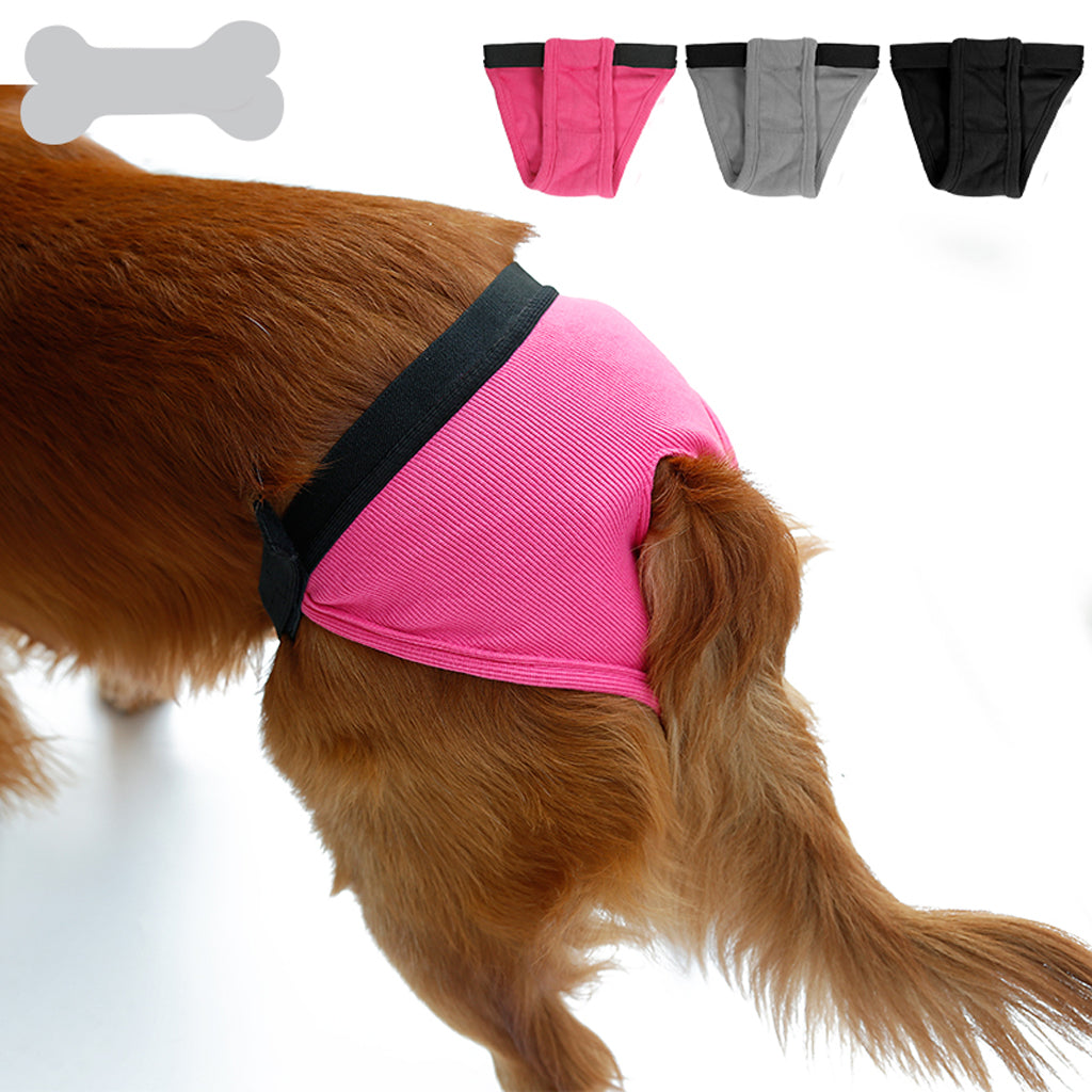 Pet Female Dog Under Clothing Supplies Soft Moisture Breathable Ribbing Classic Physical Pant Sanitary Underwear Grey S