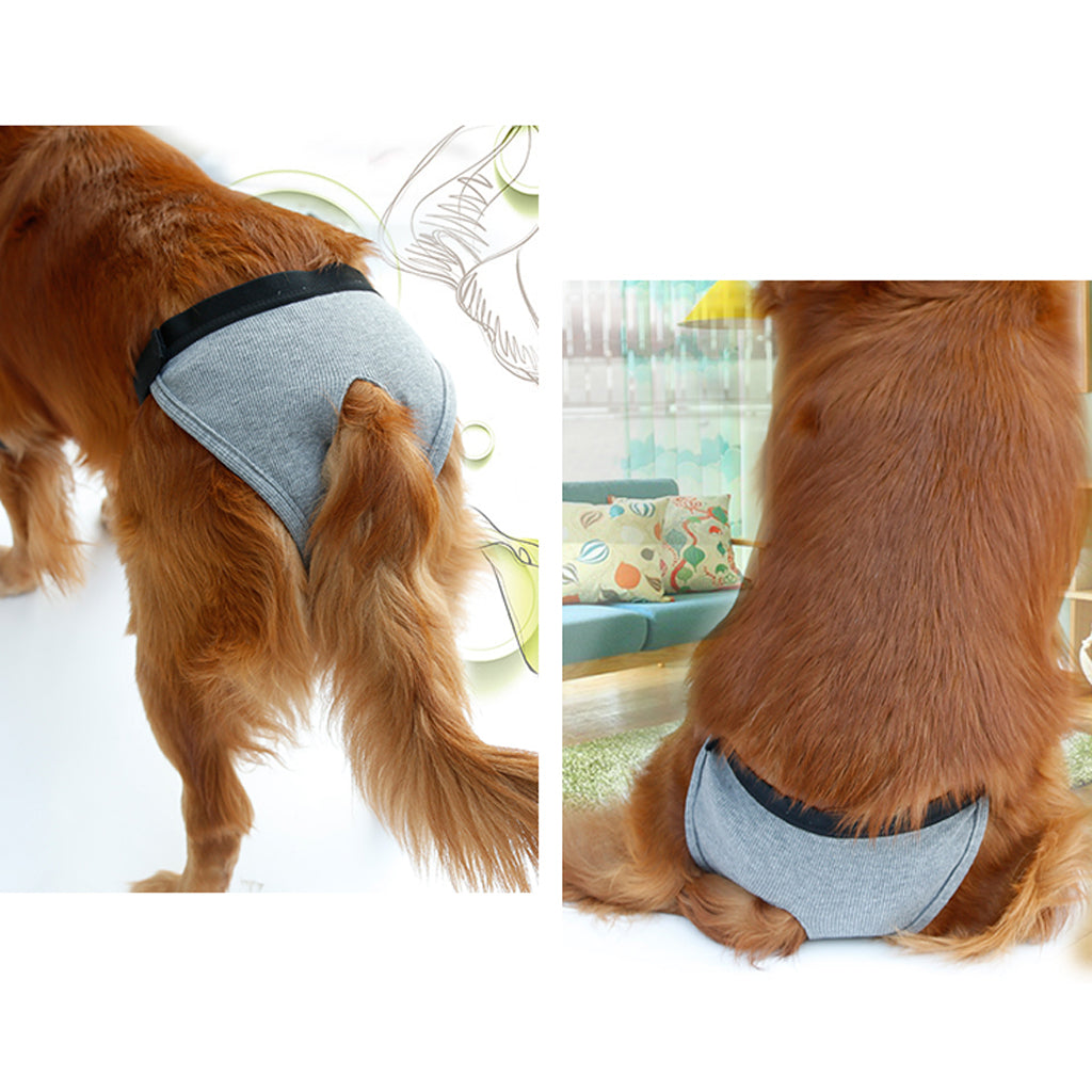 Pet Female Dog Under Clothing Supplies Soft Moisture Breathable Ribbing Classic Physical Pant Sanitary Underwear Grey S