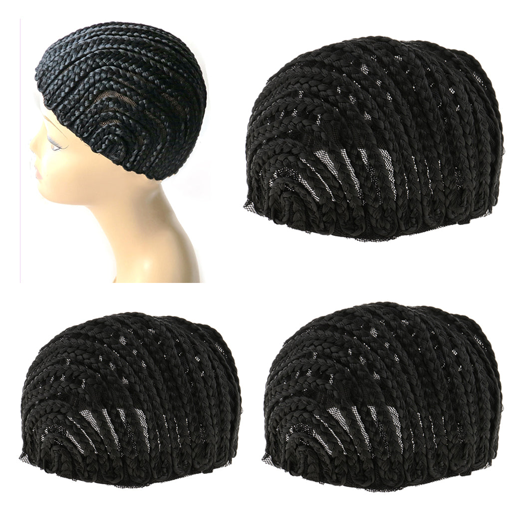 Soft Breathable Adjustable Professional Home Cornrow Mesh Net Wig Cap Black L