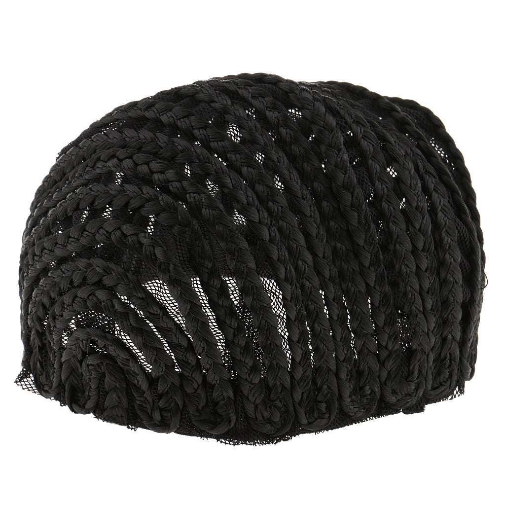 Soft Breathable Adjustable Professional Home Cornrow Mesh Net Wig Cap Black L