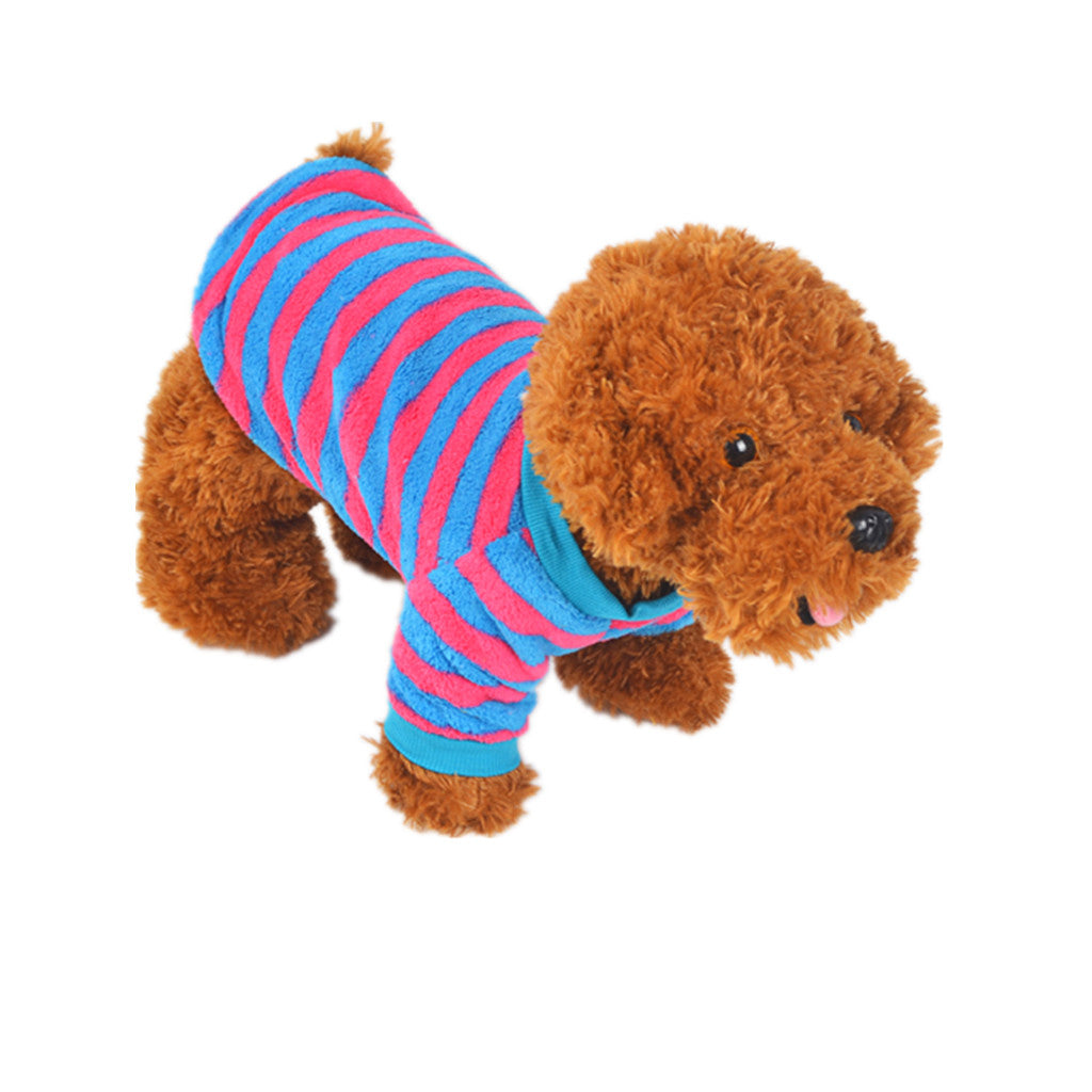 Soft Smooth Comfortable Warm Blue Rose Red Stripe T Shirt Dog Cloth Apparel Pet Supplies L