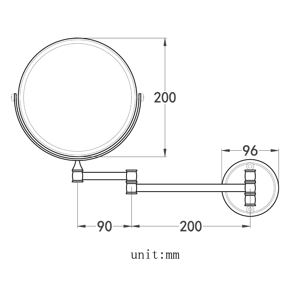 Easy Install Bathroom Wall Mounted Round Base Design Magnifying Dual Side Adjustable Makeup Beauty Mirror Gold