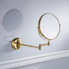 Easy Install Bathroom Wall Mounted Round Base Design Magnifying Dual Side Adjustable Makeup Beauty Mirror Gold