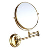 Easy Install Bathroom Wall Mounted Round Base Design Magnifying Dual Side Adjustable Makeup Beauty Mirror Gold