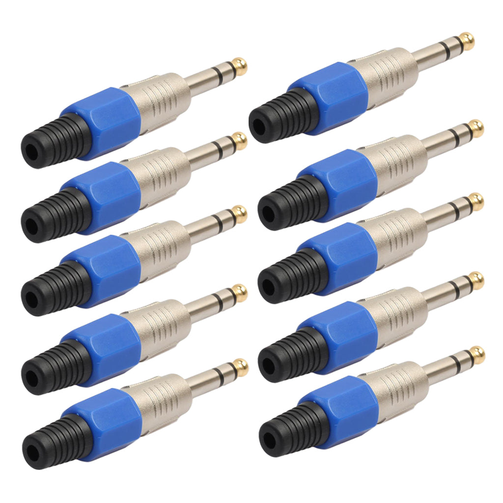 10 Pieces Alloy 6.35mm XLR Stereo Audio Adapters for Microphone/Amplifier Accessory