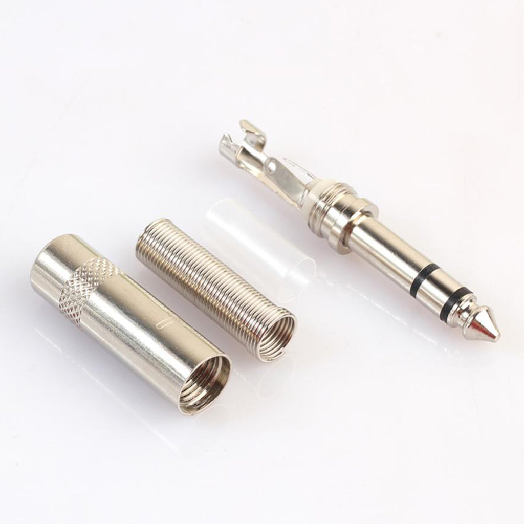 10 Pieces 6.35mm TRS Stereo Audio Adapters Microphone XLR Cable Connectors Silver