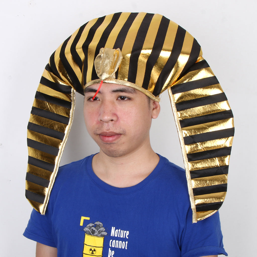 Egypt Egyptian Pharaoh King Hat Gold Black Striped Snake Headpiece Costume Party Props Gift