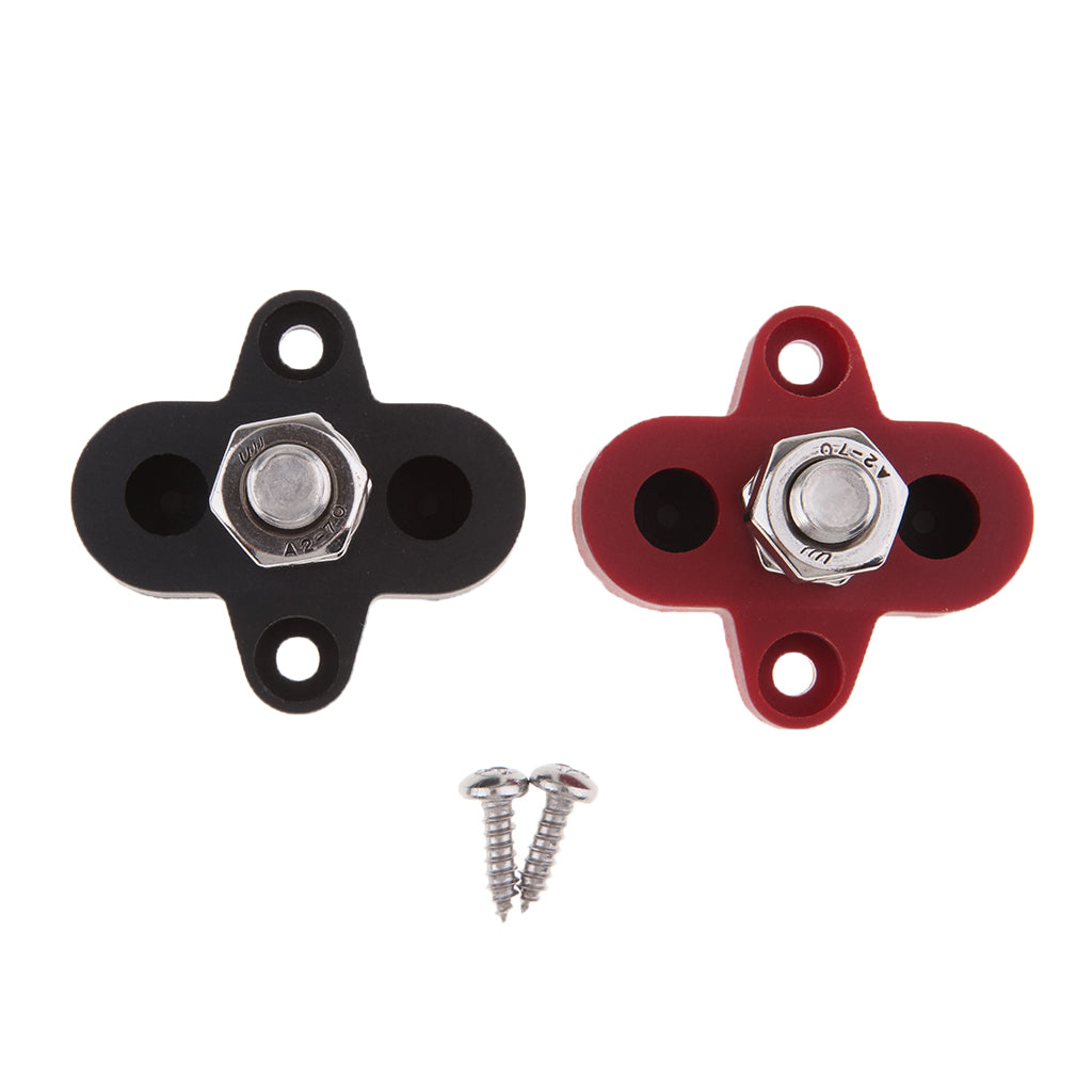 Red & Black Junction Block Power Post Set Insulated Terminal Stud 8mm Ring for Marine Boat Yachts Car Truck RV