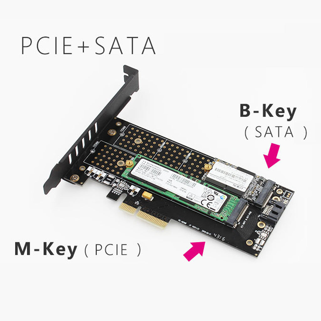 M.2 NVME SSD M-Key + B-key to PCI-e 3.0 x4 Host Controller Expansion Card