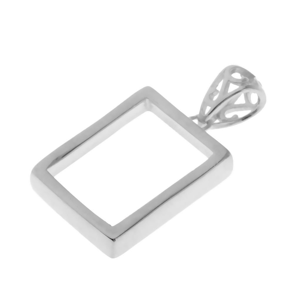 925 Sterling Silver Rectangle Blank Cabochon Charms Beads Settings Tray DIY Necklace Pendants Base Jewelry Making Findings Silver