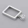 925 Sterling Silver Rectangle Blank Cabochon Charms Beads Settings Tray DIY Necklace Pendants Base Jewelry Making Findings Silver