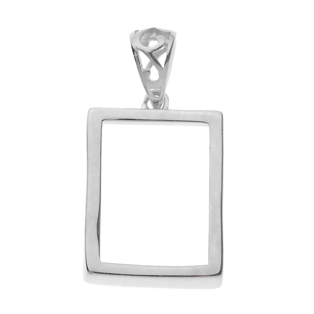 925 Sterling Silver Rectangle Blank Cabochon Charms Beads Settings Tray DIY Necklace Pendants Base Jewelry Making Findings Silver