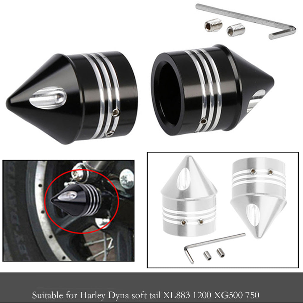 Pair Front Wheel Axle Nut Cap Cover For Harley Softail XL883 XL1200 Silver