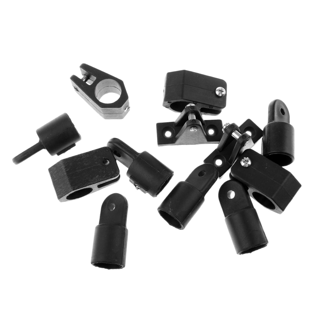 12pcs Set 7/8" Boat Bimini Top Nylon Fittings Includes 6pcs Eye End + 4pcs Jaw Slide + 2pcs Deck Hinge