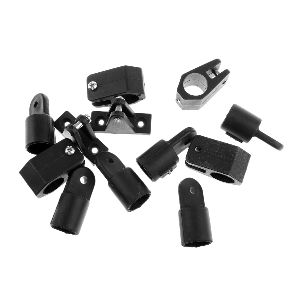 12pcs Set 7/8" Boat Bimini Top Nylon Fittings Includes 6pcs Eye End + 4pcs Jaw Slide + 2pcs Deck Hinge