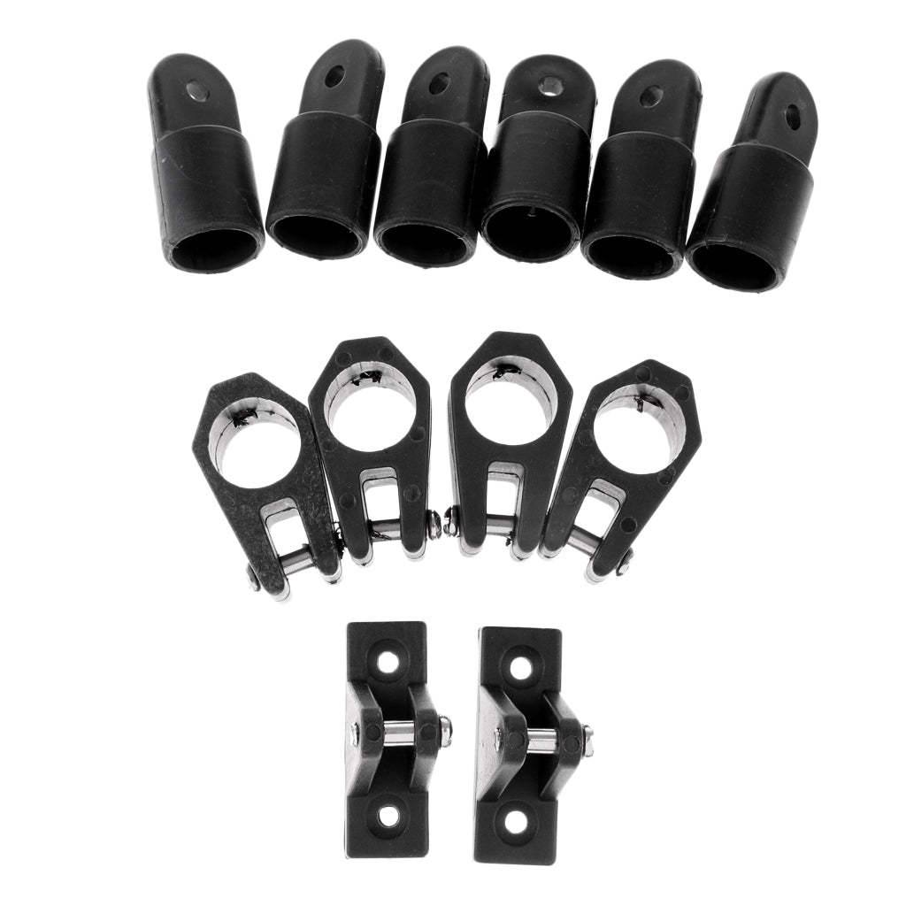 12pcs Set 7/8" Boat Bimini Top Nylon Fittings Includes 6pcs Eye End + 4pcs Jaw Slide + 2pcs Deck Hinge