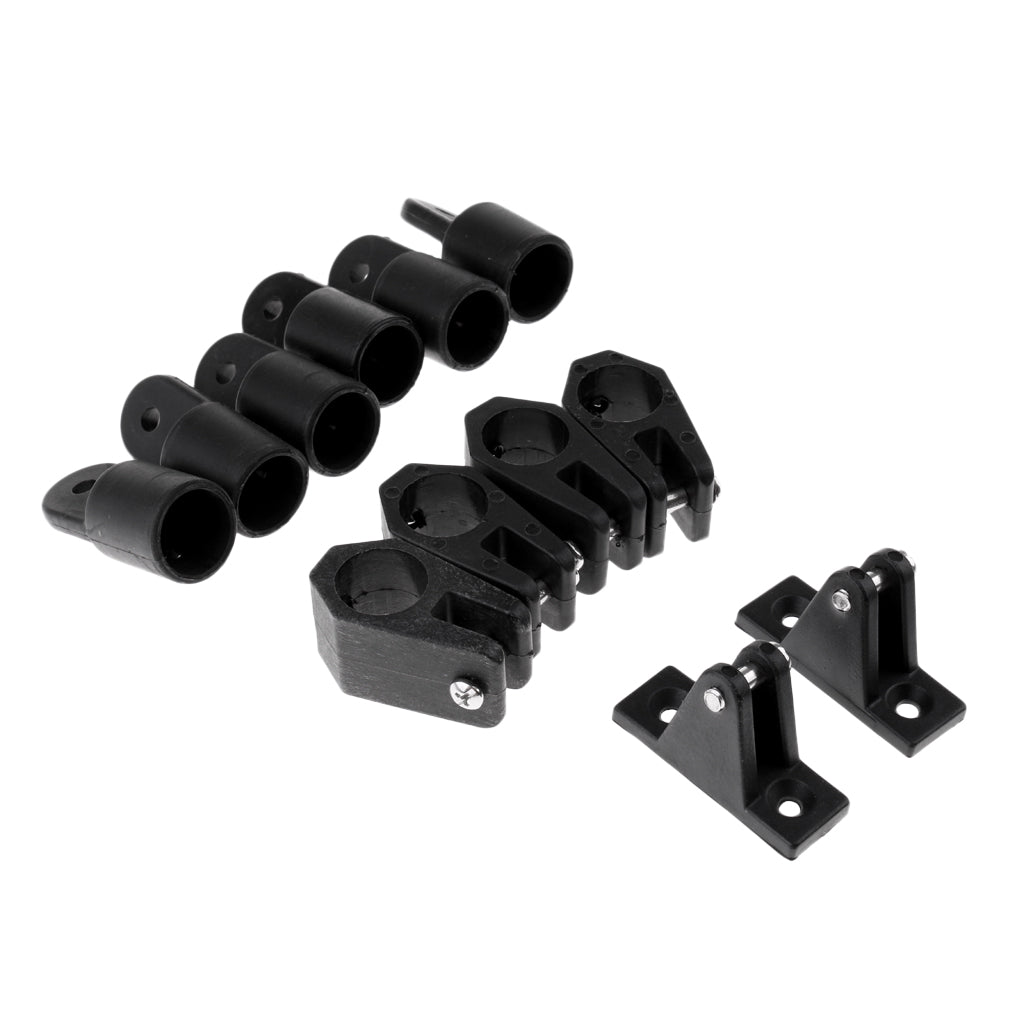 12pcs Set 7/8" Boat Bimini Top Nylon Fittings Includes 6pcs Eye End + 4pcs Jaw Slide + 2pcs Deck Hinge