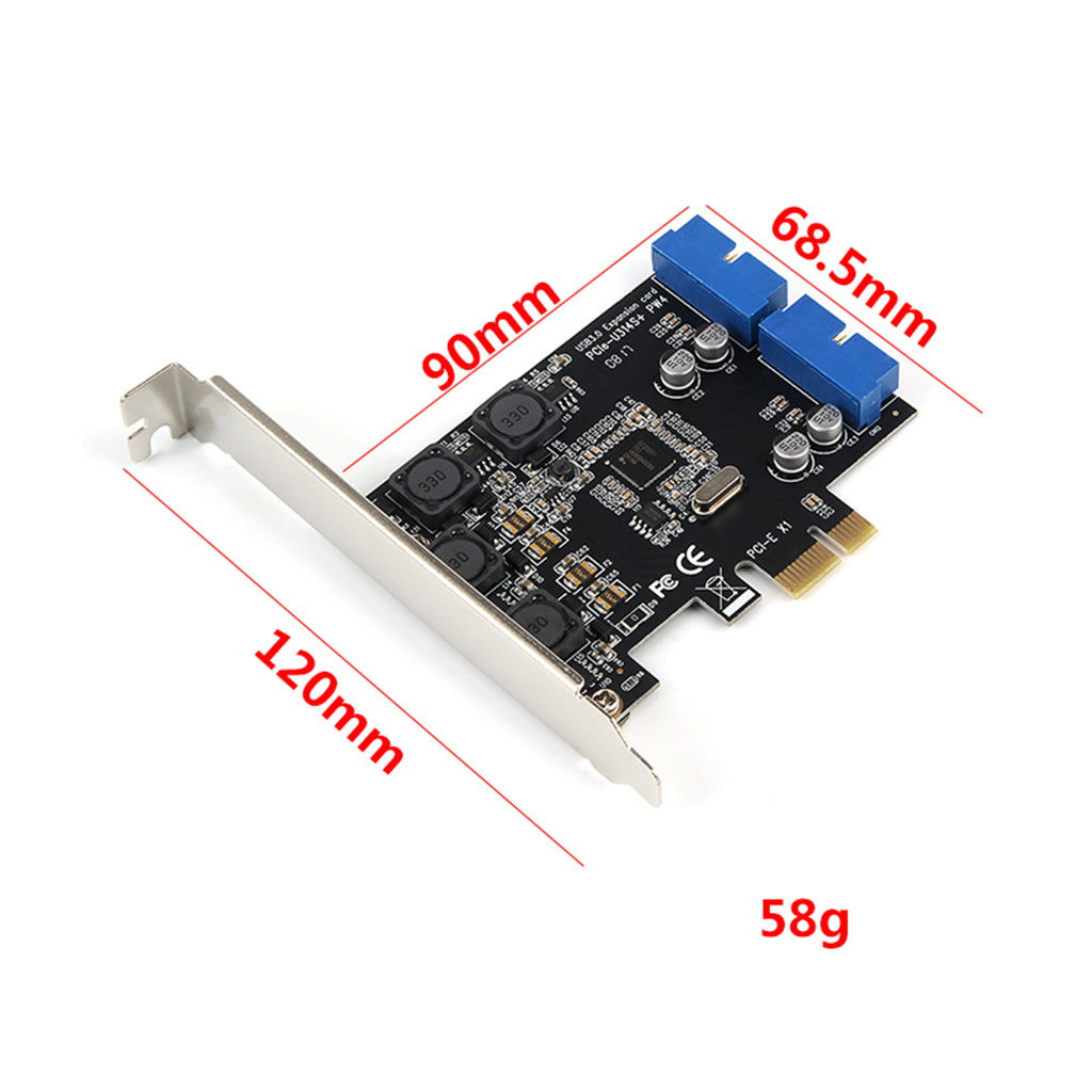 PCI-E Express Card with Dual Port Internal 19-Pin USB 3.0 Adapter Board