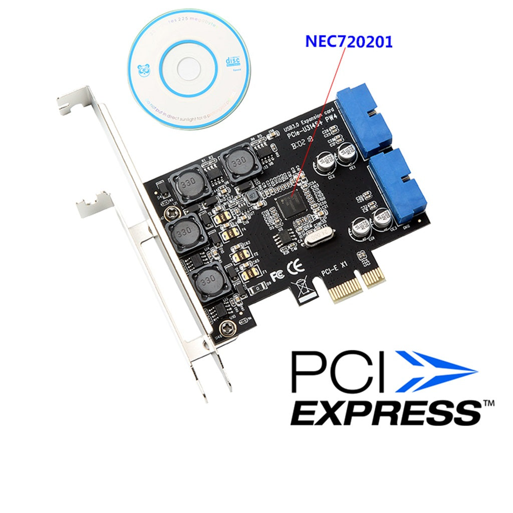 PCI-E Express Card with Dual Port Internal 19-Pin USB 3.0 Adapter Board