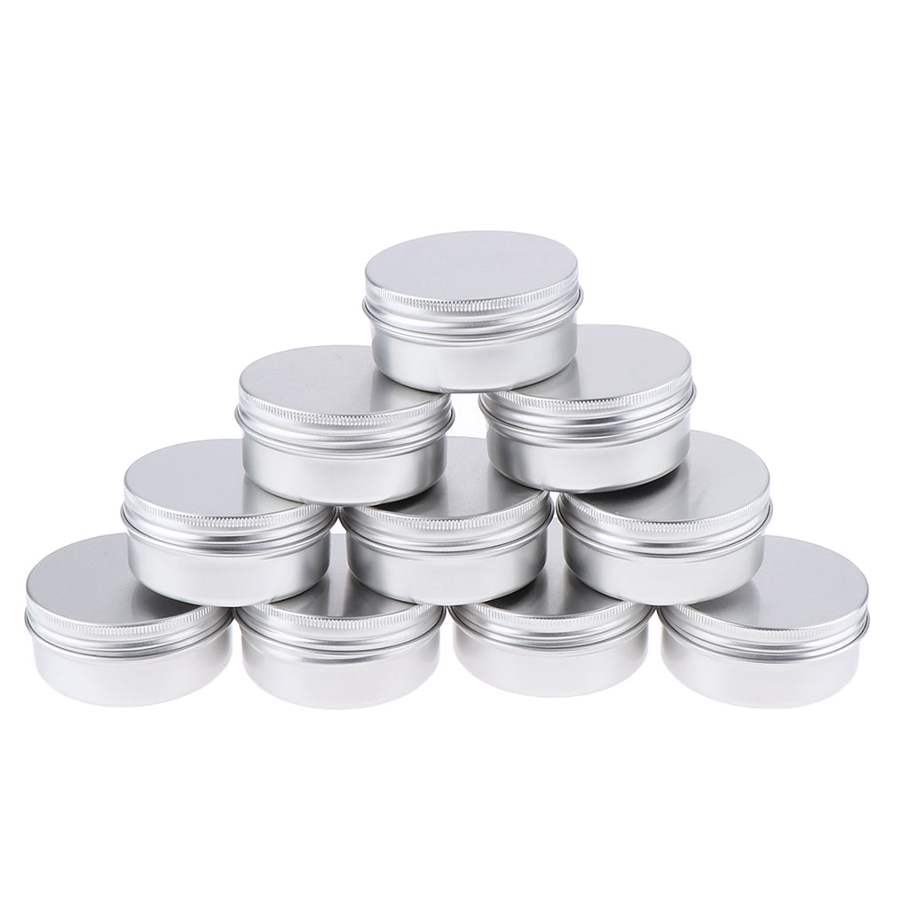 10 Packs 50ml Aluminum Tin Jars Cosmetic Empty Screw Lid Containers Lip Balm Cans