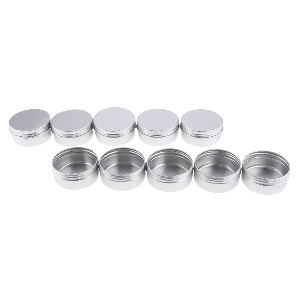 10 Packs 50ml Aluminum Tin Jars Cosmetic Empty Screw Lid Containers Lip Balm Cans