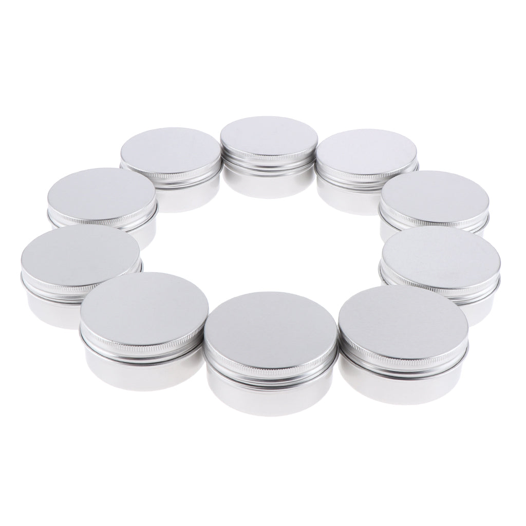 10 Packs 50ml Aluminum Tin Jars Cosmetic Empty Screw Lid Containers Lip Balm Cans