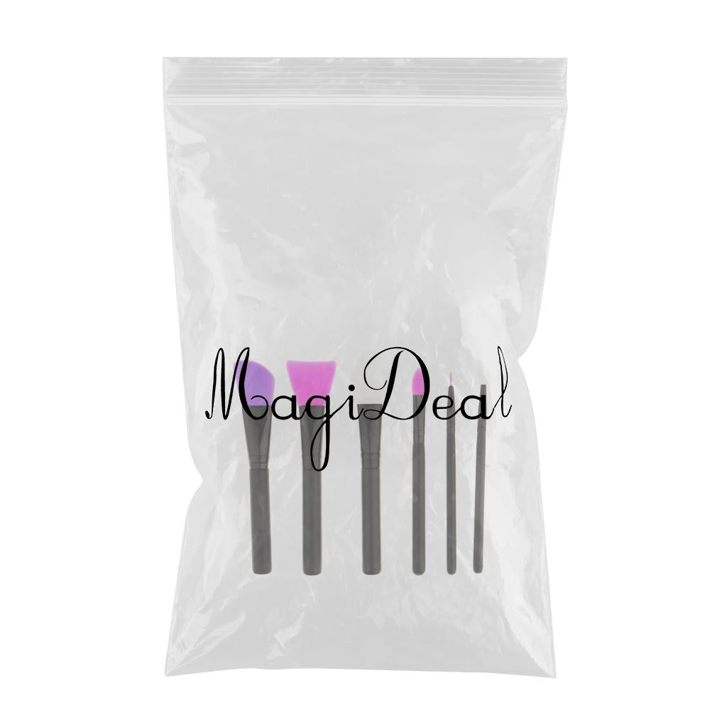 6x Silicone Head Makeup Brushes Set For Facial Lip Eyes Cosmetic Applicator