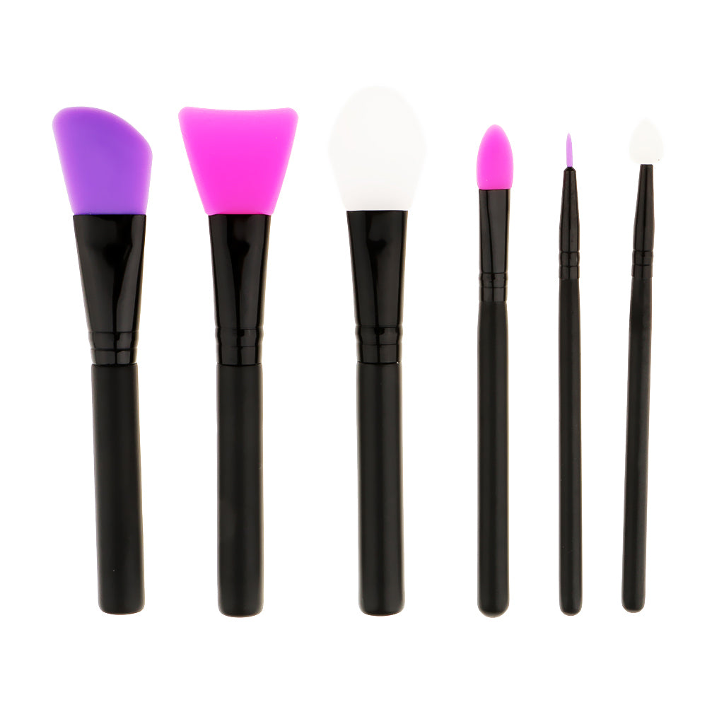 6x Silicone Head Makeup Brushes Set For Facial Lip Eyes Cosmetic Applicator