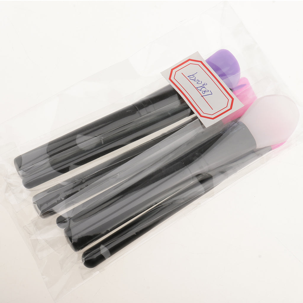 6x Silicone Head Makeup Brushes Set For Facial Lip Eyes Cosmetic Applicator