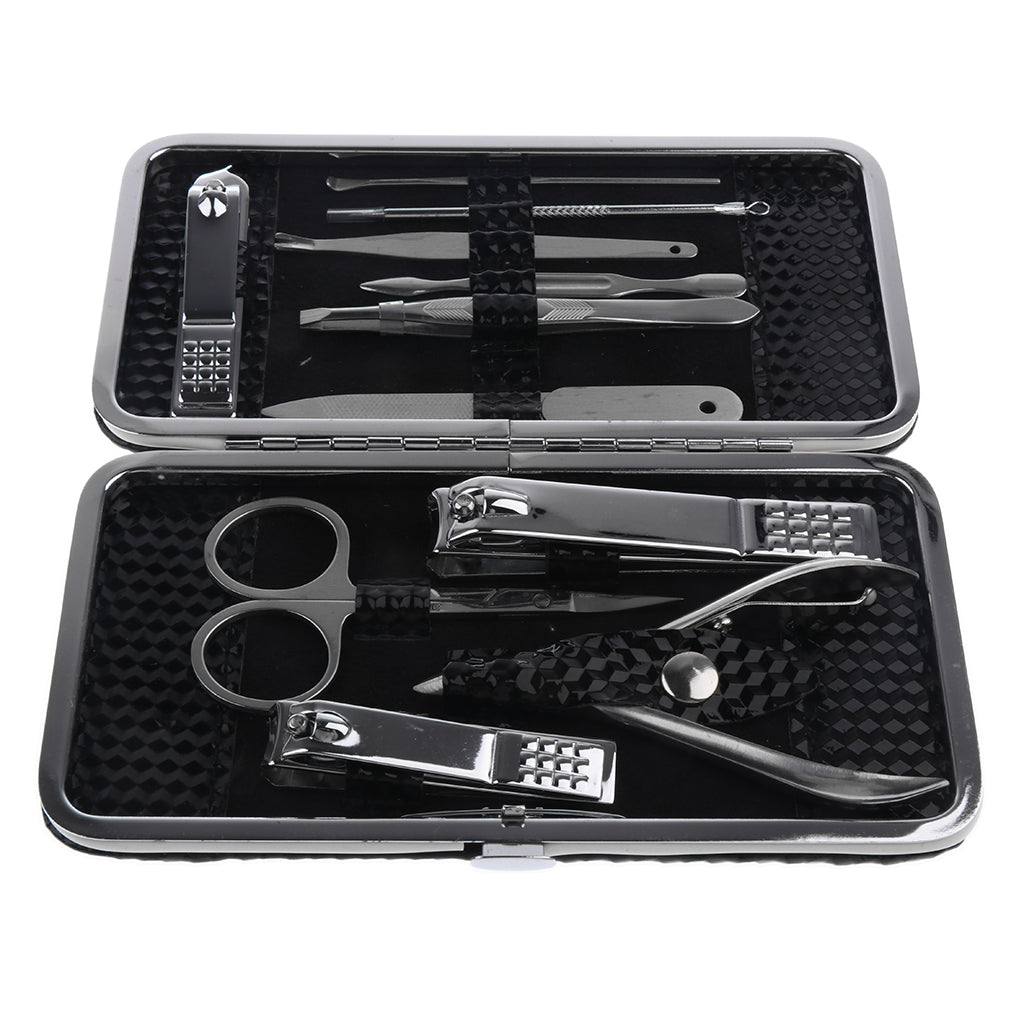 12pcs Pro Manicure Clippers Scissors Pedicure Set Nail Grooming Earpick Scissors Kit with Case