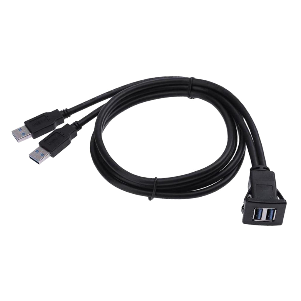 Car Dash Panel Flush Mount Dual USB 3.0 Male to Female Extension Cable 1M/3.3FT