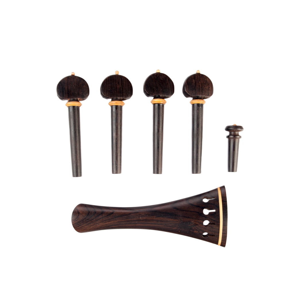 Wooden Violin Parts Set Tailpiece + Tuning Peg + Endpin for 4/4 Fiddle