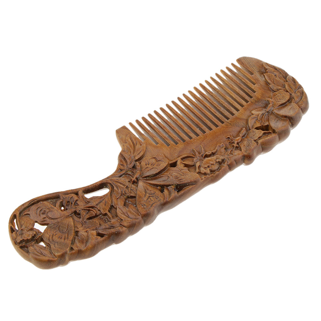 Antique Natural Sandalwood Wide Tooth Comb Hairstyle Detangling Classic Comb for Hair Care