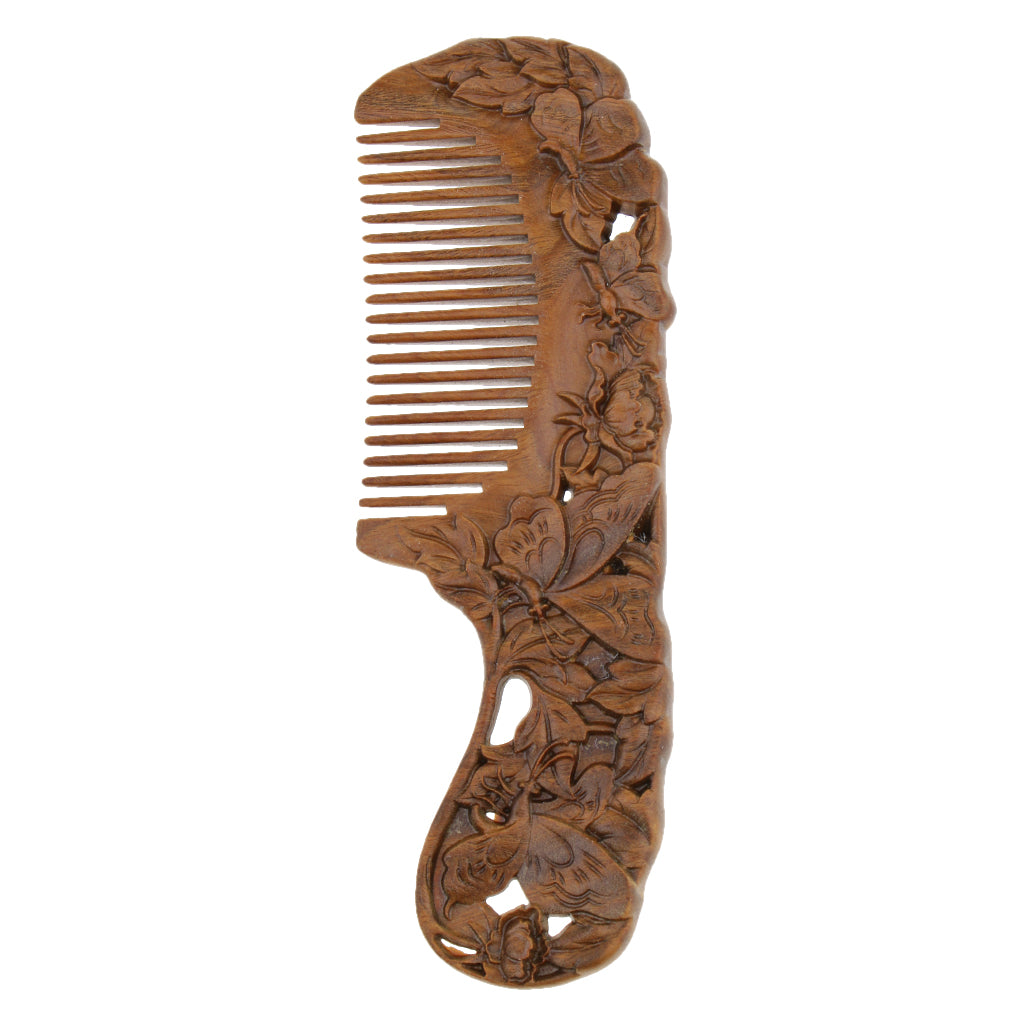 Antique Natural Sandalwood Wide Tooth Comb Hairstyle Detangling Classic Comb for Hair Care