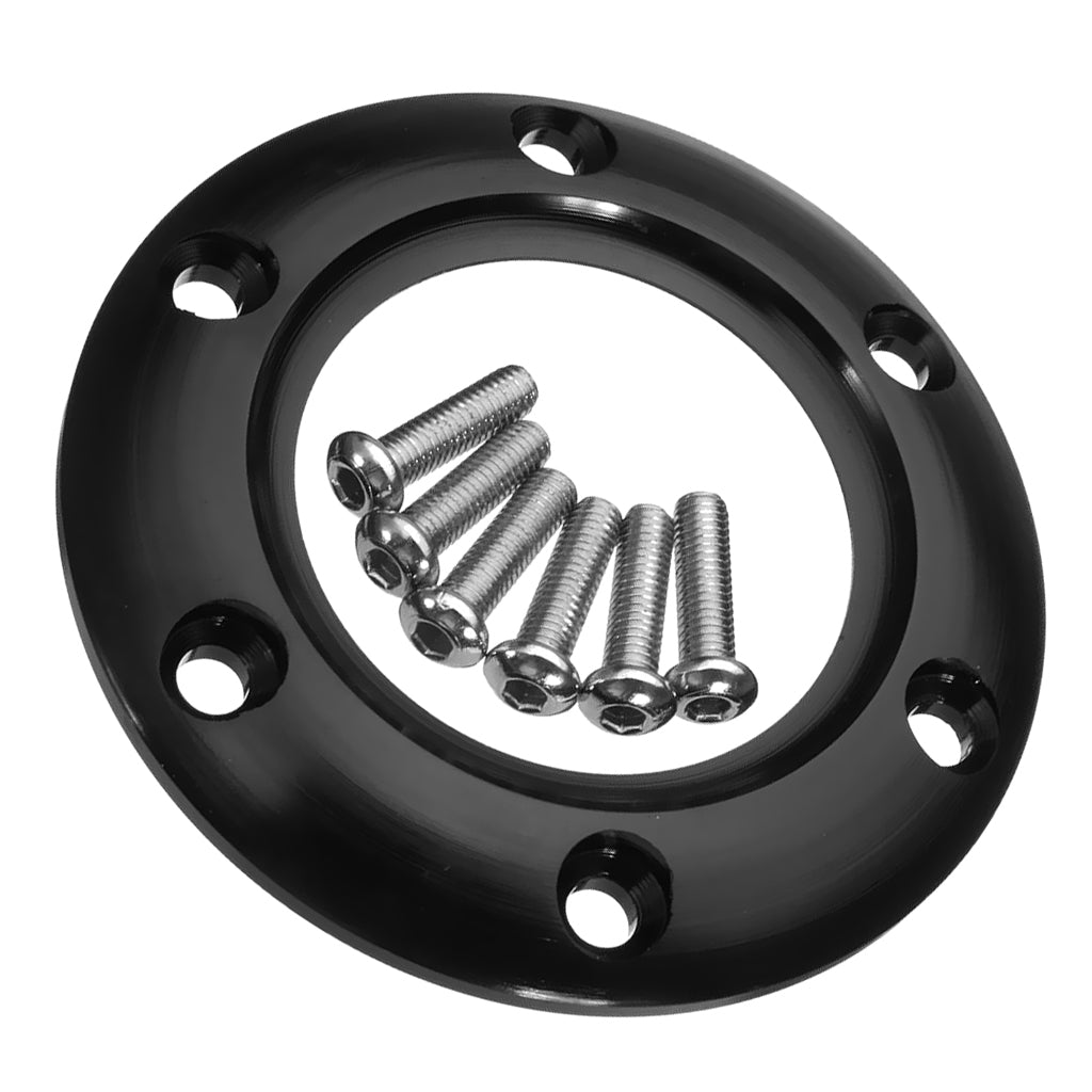 Steering Wheel Horn Retainer Ring Black Chrome with 6 Bolts