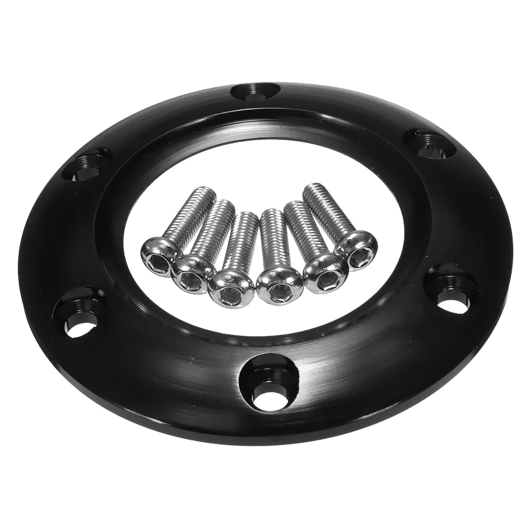 Steering Wheel Horn Retainer Ring Black Chrome with 6 Bolts