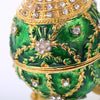 Green Enamel Faberge Easter Egg Jewelry Box Wedding Ring Storage Container