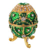 Green Enamel Faberge Easter Egg Jewelry Box Wedding Ring Storage Container