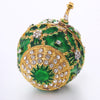 Green Enamel Faberge Easter Egg Jewelry Box Wedding Ring Storage Container