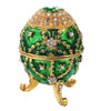 Green Enamel Faberge Easter Egg Jewelry Box Wedding Ring Storage Container