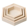 3 Pieces Wooden Hexagon Shape Necklace Jewelry Display Tray Showcase L/M/S Size