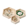 3 Pieces Wooden Hexagon Shape Necklace Jewelry Display Tray Showcase L/M/S Size
